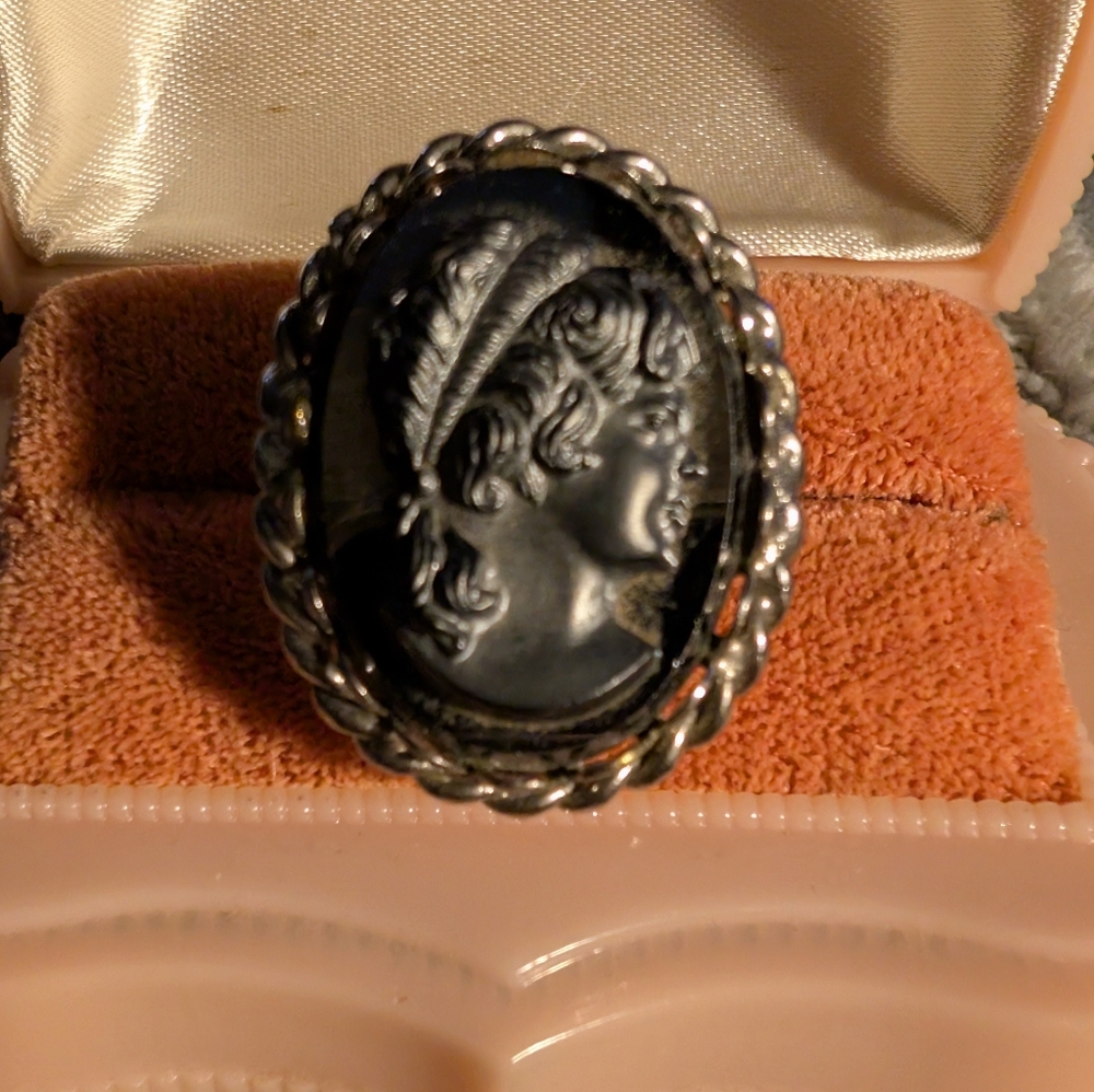 Hematite Oval Cameo Ring